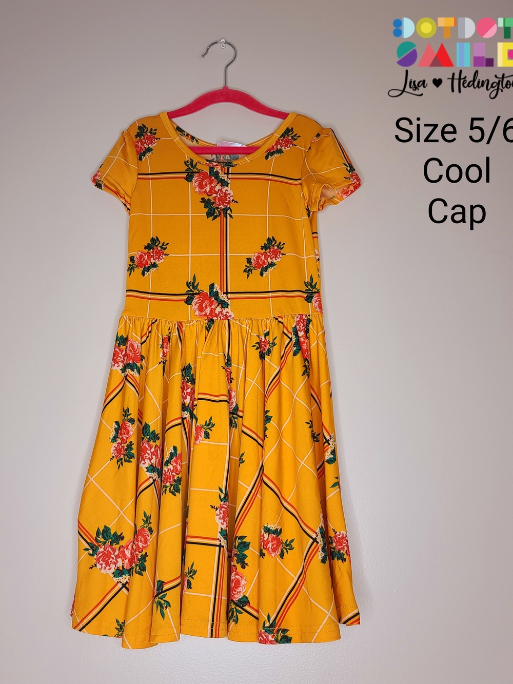 NWT DotDor Smile Girls Yellow Floral Plaid Dress 5/6